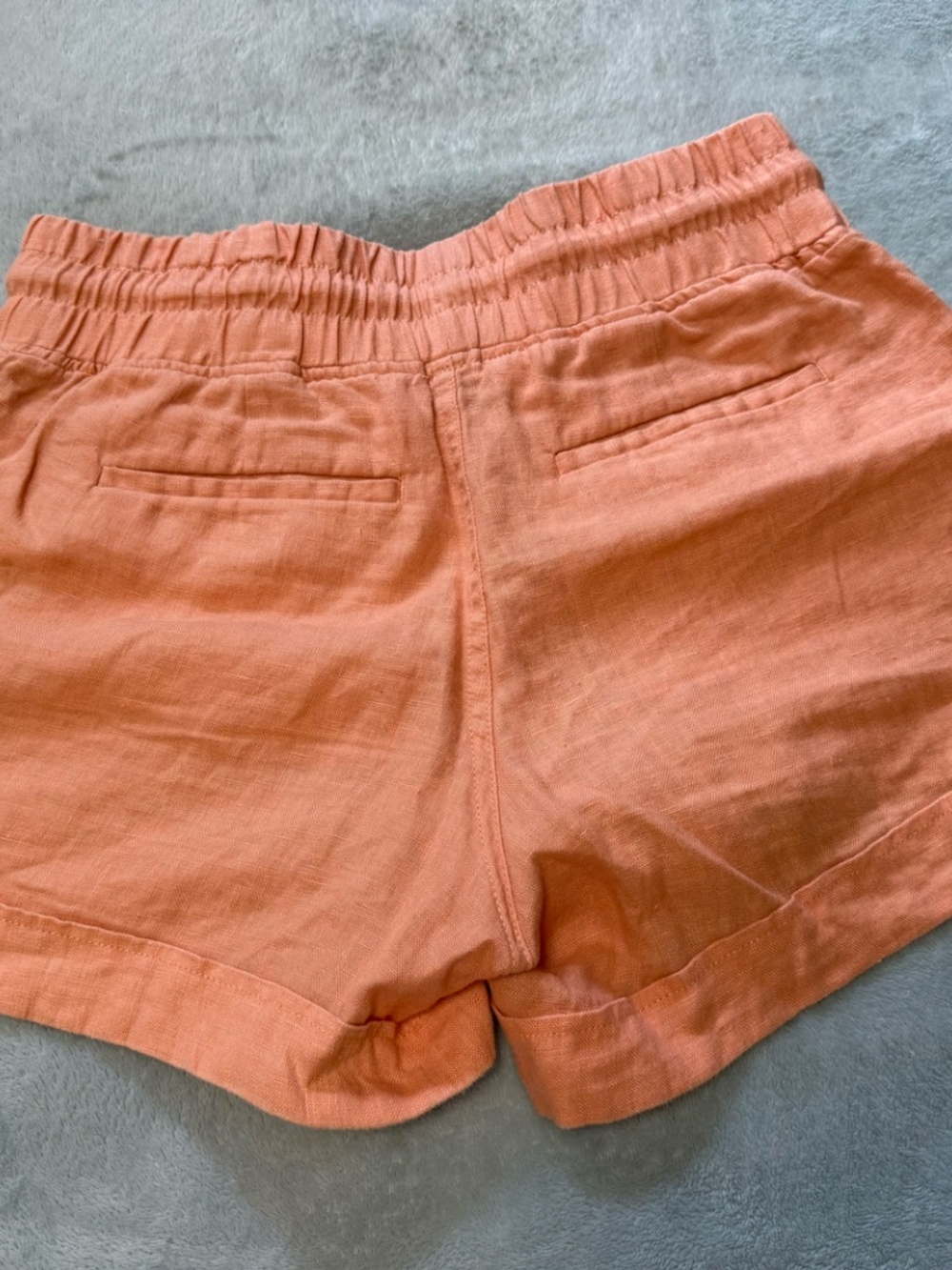 Athleta Cabo Linen Blend Shorts Size 2 Peach Coral Drawstring Casual Summer - Picture 3 of 12
